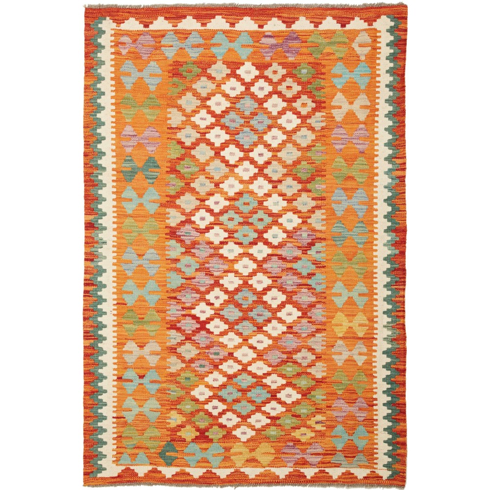 Tappeto Kilim Afghanistan arancione marrone 104x152