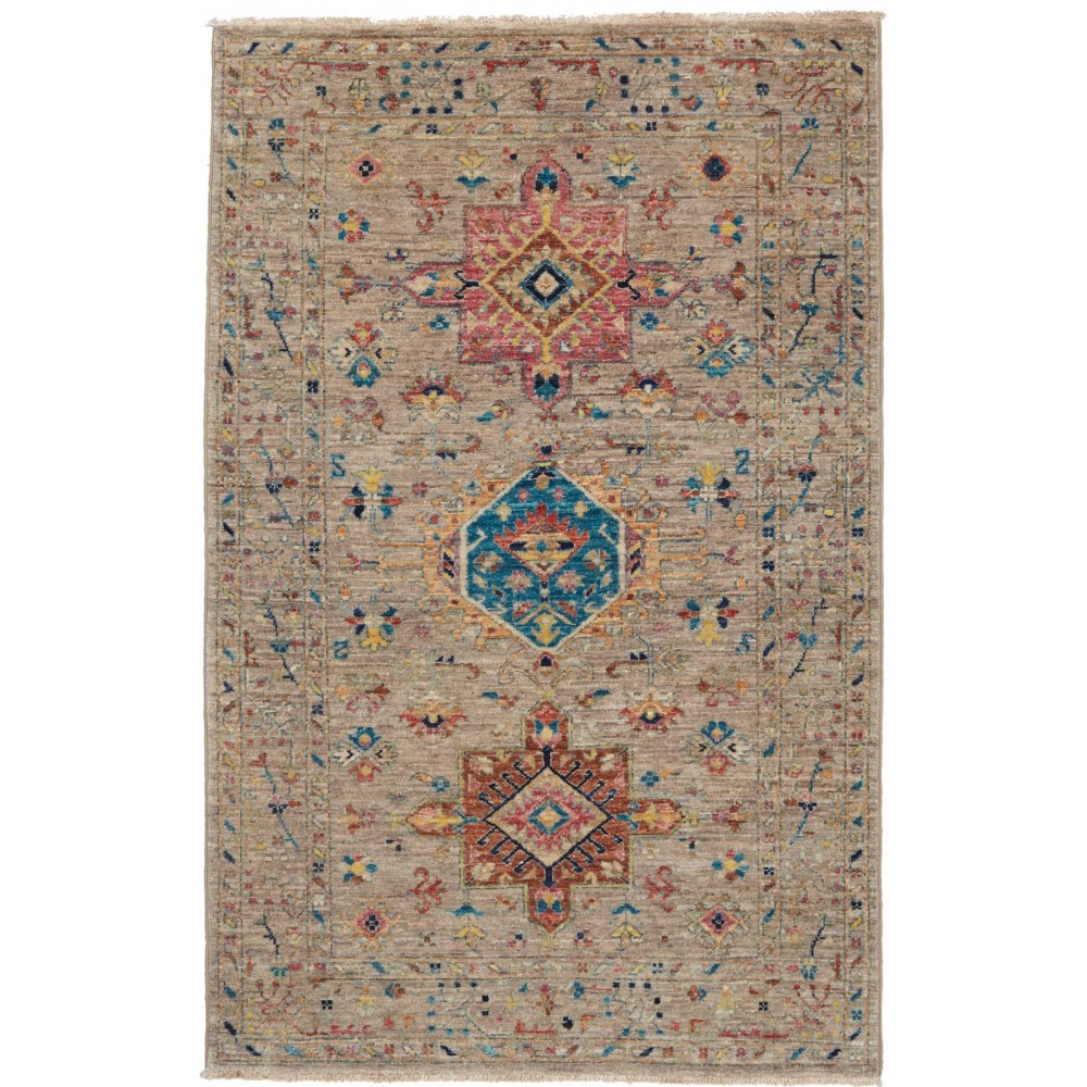 Tappeto Tribal Pakistan bianco 95x152