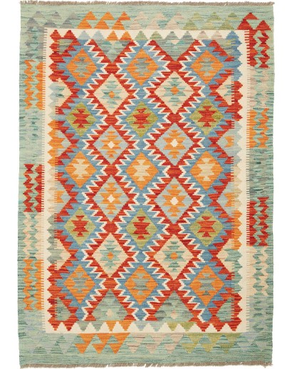 Tappeto Kilim Afghanistan marrone azzurro 101x144