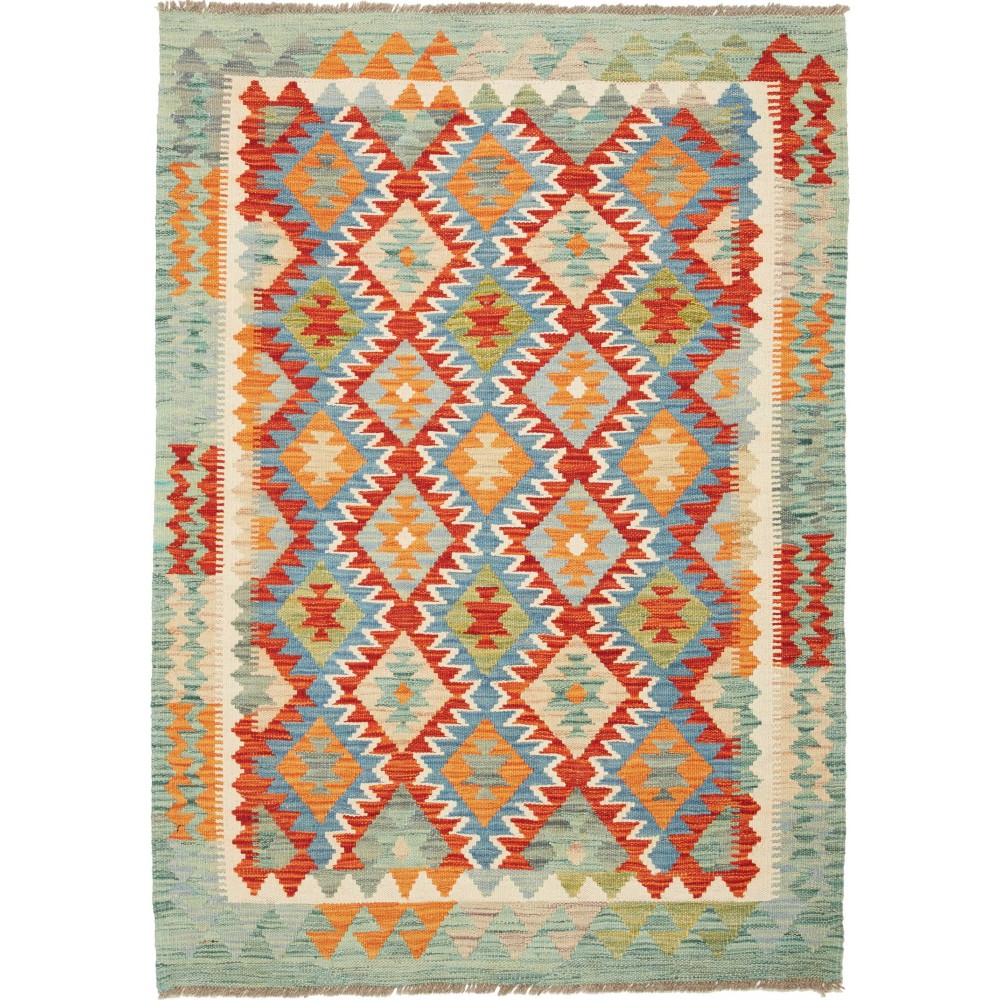 Tappeto Kilim Afghanistan marrone azzurro 101x144
