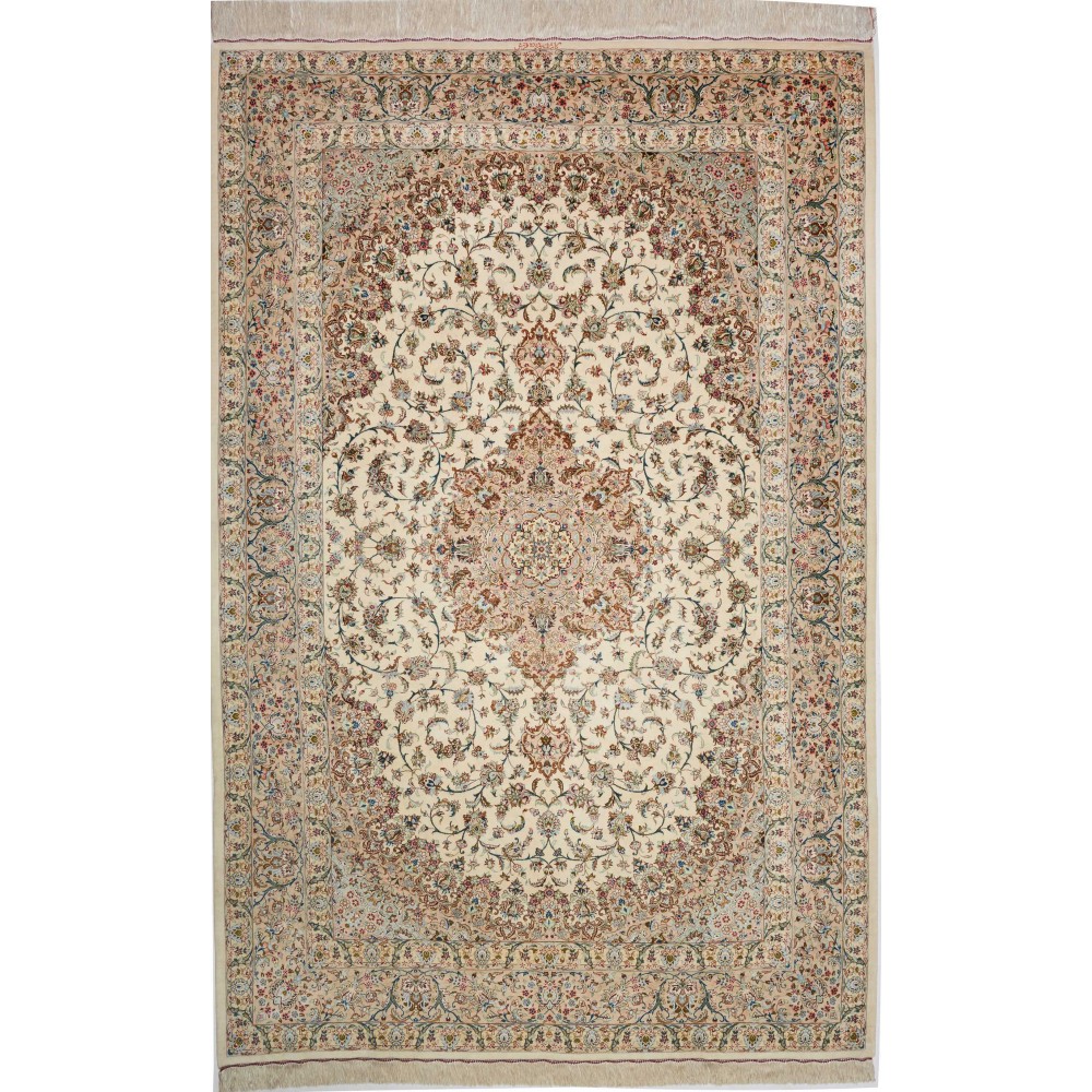 Tappeto Ghom seta Persia marrone 193x298