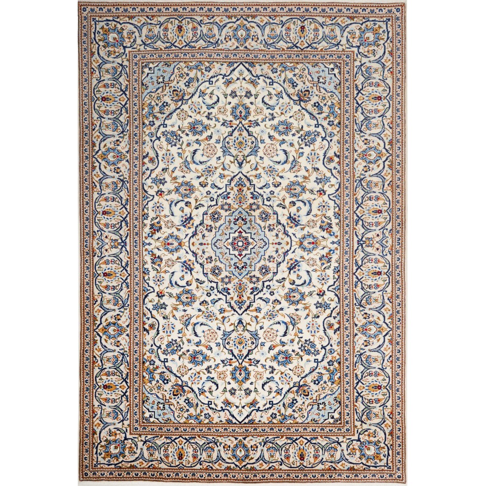 Tappeto Kashan Persia bianco grigio 200x304