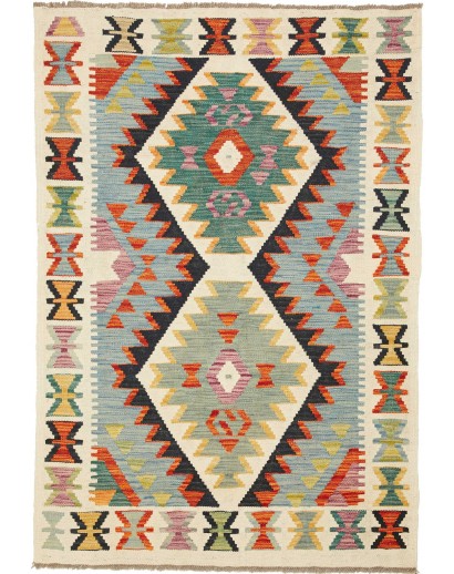 Tappeto Kilim Afghanistan beige grigio 103x148