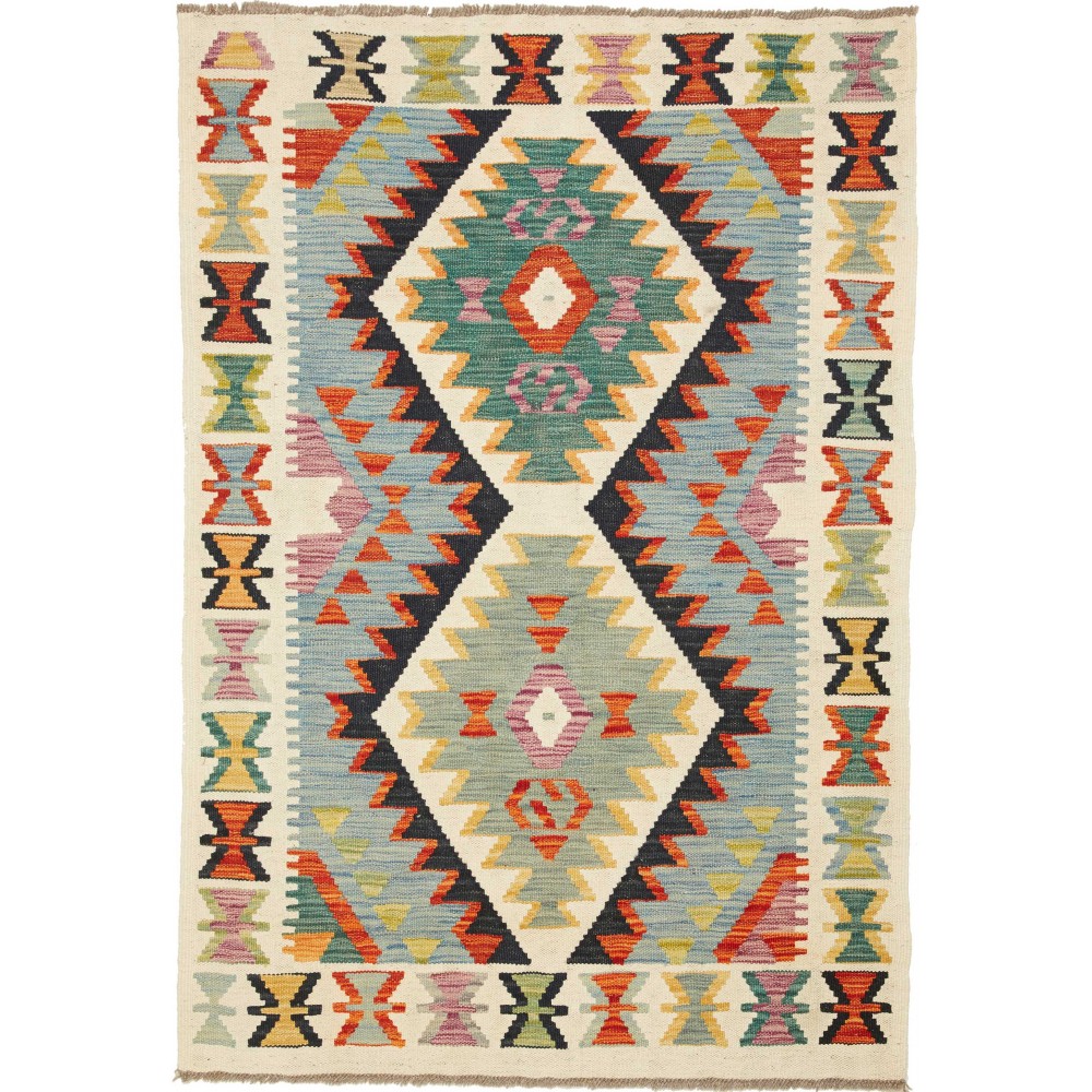 Tappeto Kilim Afghanistan beige grigio 103x148