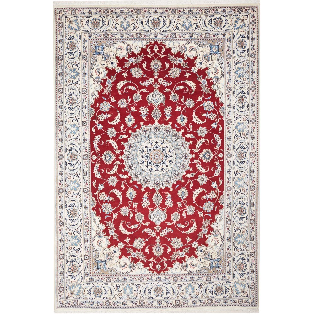 Tappeto Nain Kashmar Persia bianco marrone 200x298