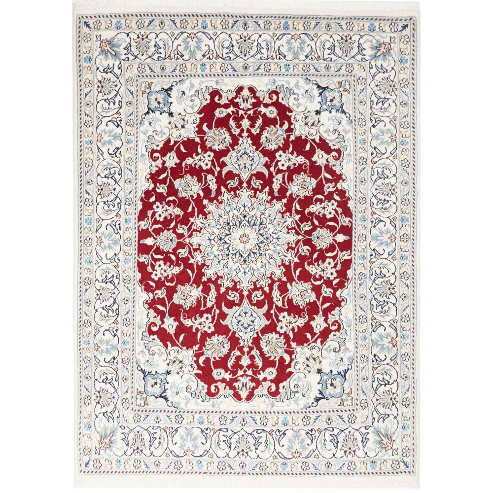 Tappeto Nain Kashmar Persia bianco grigio 145x200