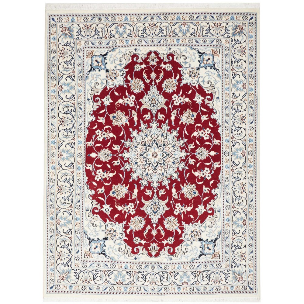 Tappeto Nain Kashmar Persia bianco marrone 144x198