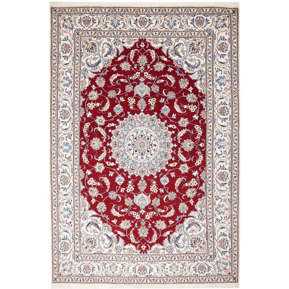 Tappeto Nain Kashmar Persia bianco marrone 196x290