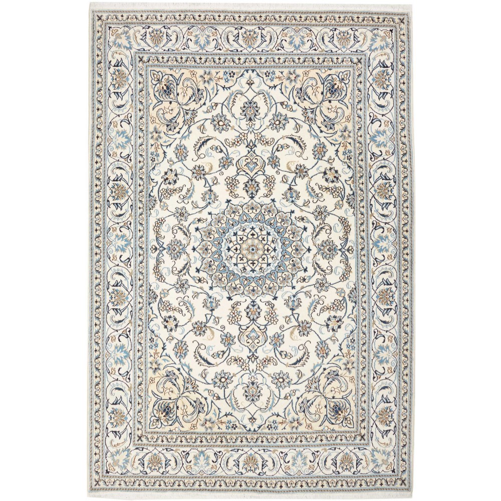 Tappeto Nain Kashmar Persia bianco grigio 205x305