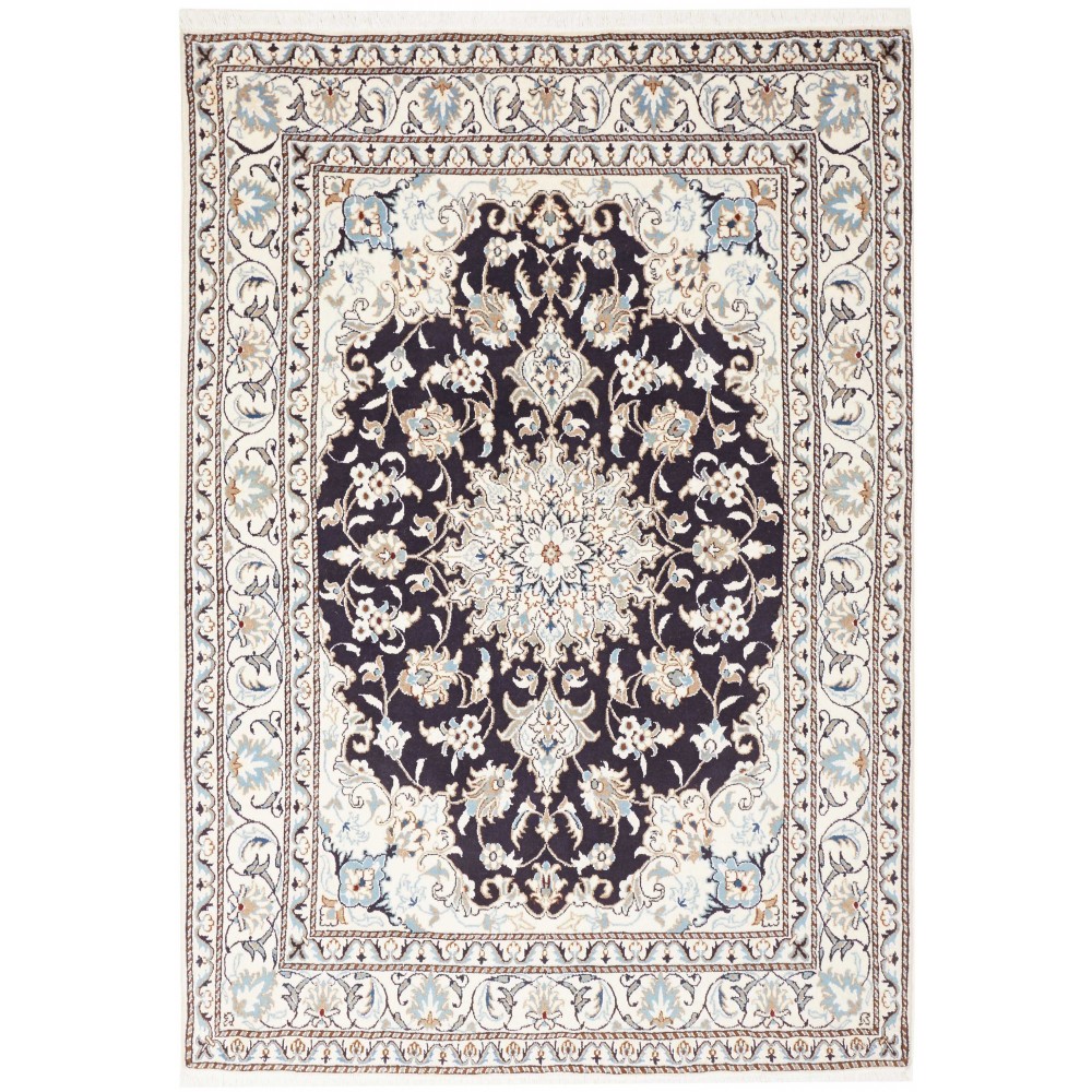 Tappeto Nain Kashmar Persia bianco grigio 144x206