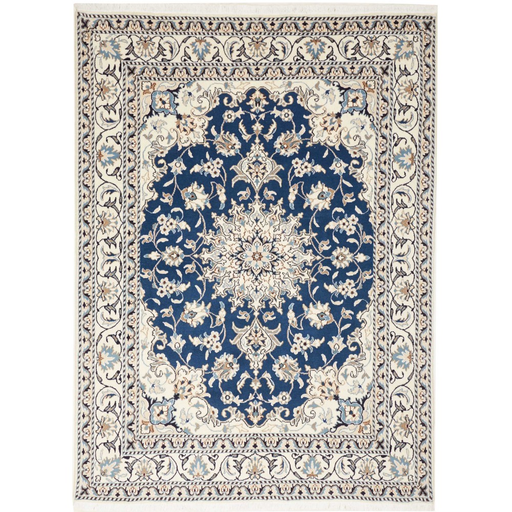 Tappeto Nain Kashmar Persia bianco grigio 153x207