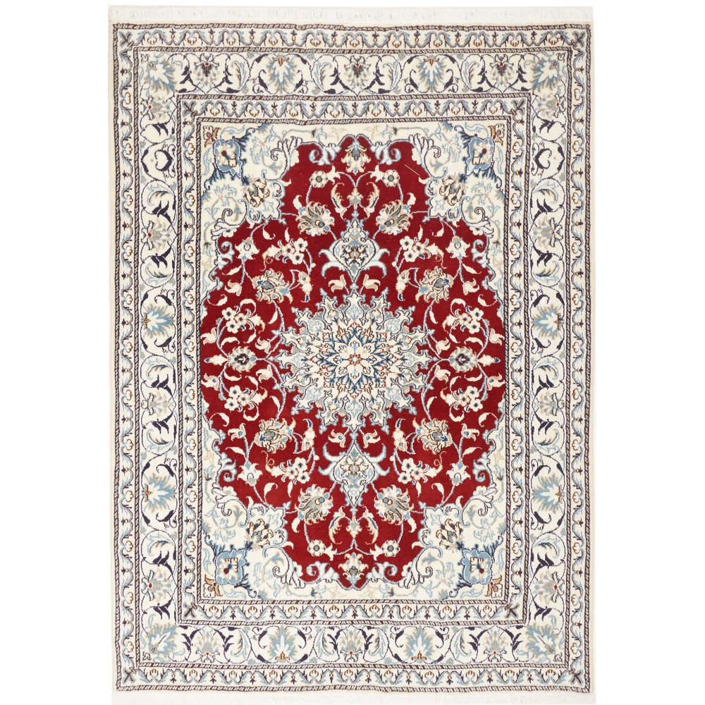 Tappeto Nain Kashmar Persia bianco grigio 145x205