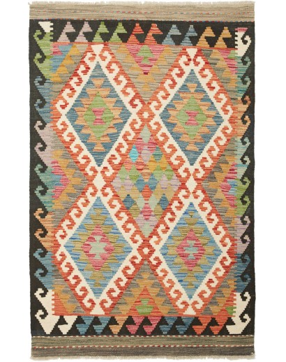 Tappeto Kilim Afghanistan marrone bianco 100x156