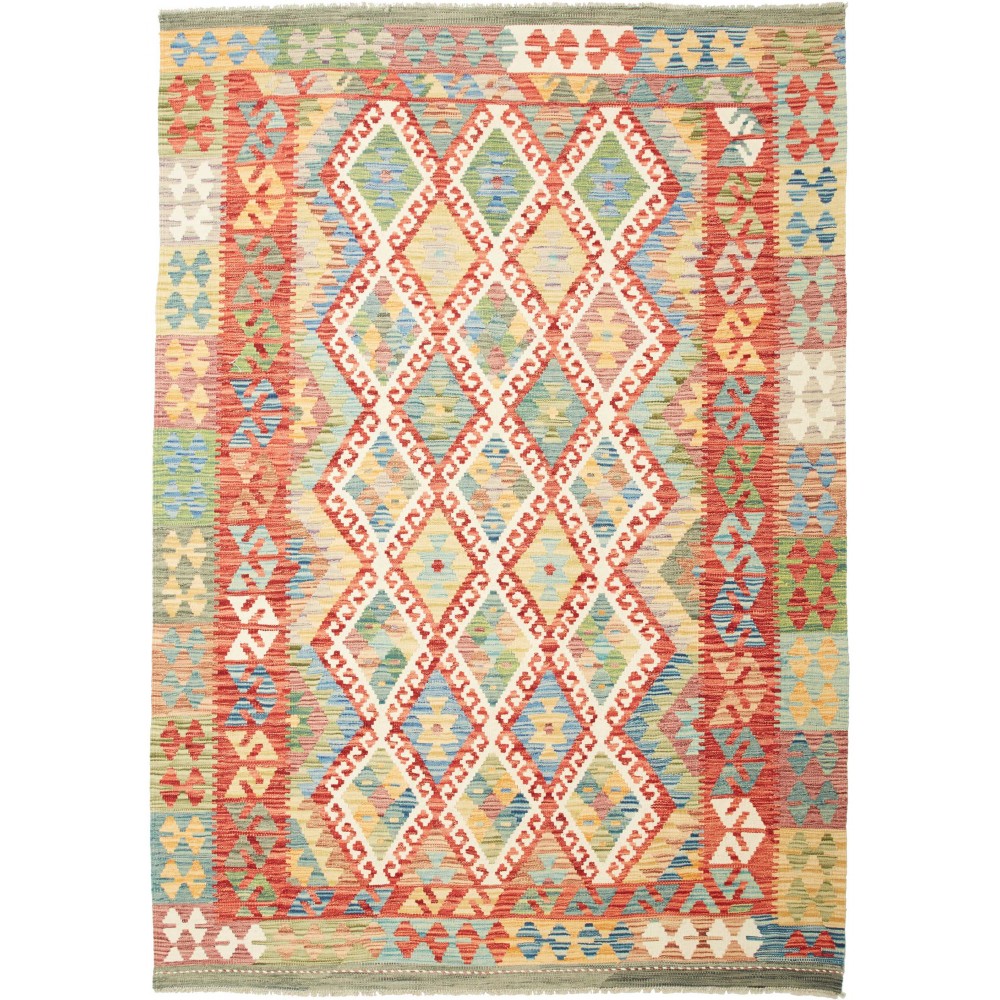 Tappeto Kilim Afghanistan marrone azzurro 170x237