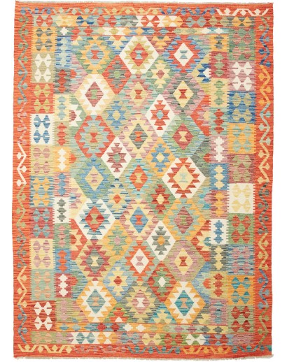 Tappeto Kilim Afghanistan marrone azzurro 179x247