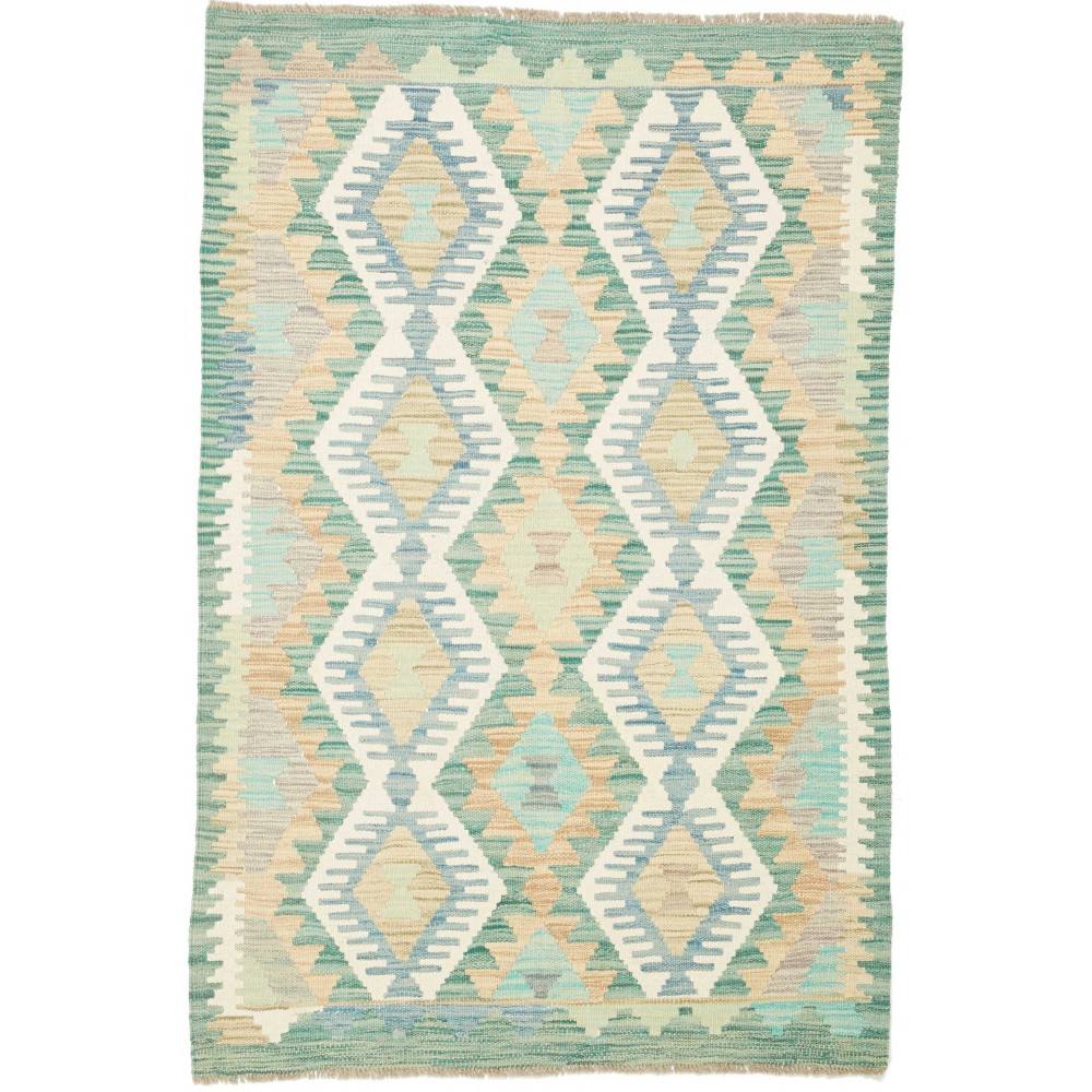 Tappeto Kilim Afghanistan bianco azzurro 96x146