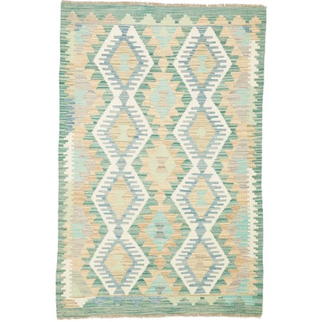 Tappeto Kilim Afghanistan bianco azzurro 96x146