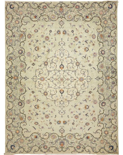 Tappeto Kashan Persia beige grigio 333x455