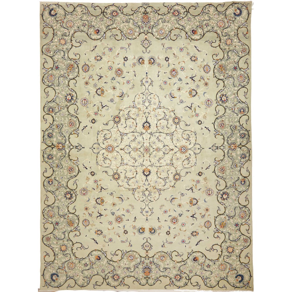 Tappeto Kashan Persia beige grigio 333x455