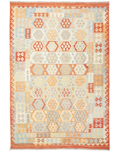 Tappeto Kilim Afghanistan giallo arancione 206x300