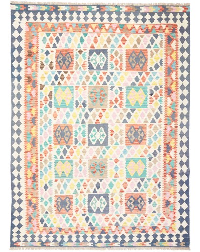 Tappeto Kilim Afghanistan bianco grigio 209x283