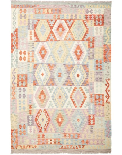 Tappeto Kilim Afghanistan bianco arancione 198x298