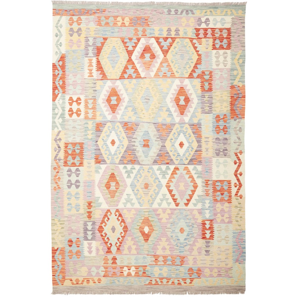 Tappeto Kilim Afghanistan bianco arancione 198x298