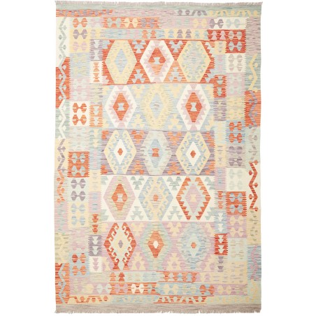 Tappeto Kilim Afghanistan bianco arancione 198x298