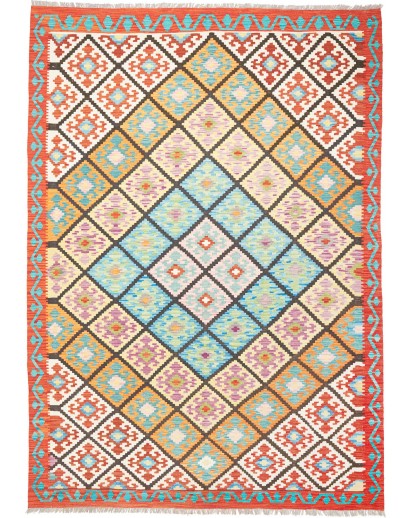 Tappeto Kilim Afghanistan bianco verde 208x293