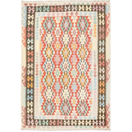 Tappeto Kilim Afghanistan bianco arancione 203x293
