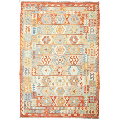Tappeto Kilim Afghanistan bianco giallo 203x294