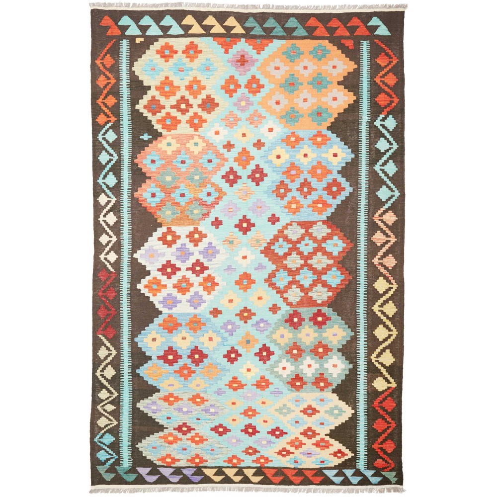 Tappeto Kilim Afghanistan bianco verde 200x306