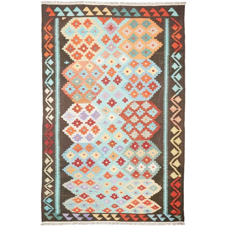 Tappeto Kilim Afghanistan bianco verde 200x306