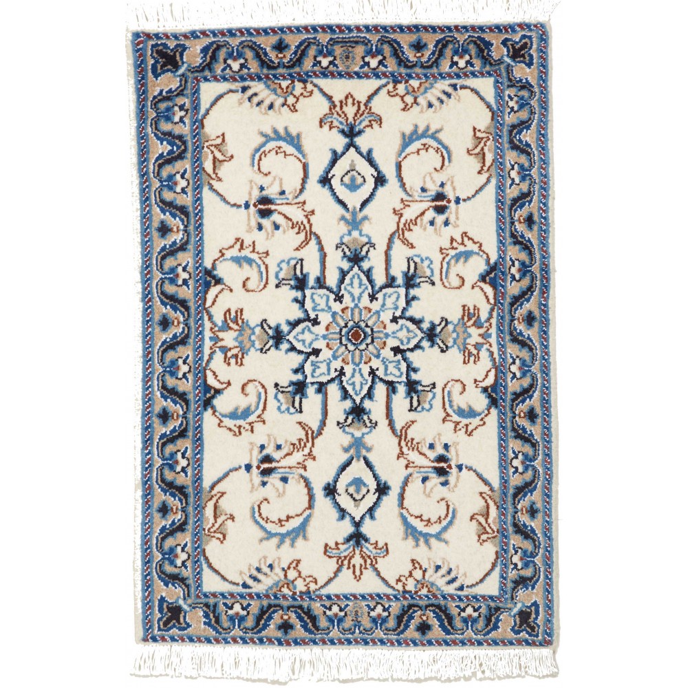 Tappeto Nain Kashmar Persia bianco blu 60x90