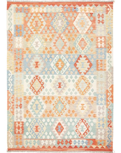 Tappeto Kilim Afghanistan bianco arancione 174x244