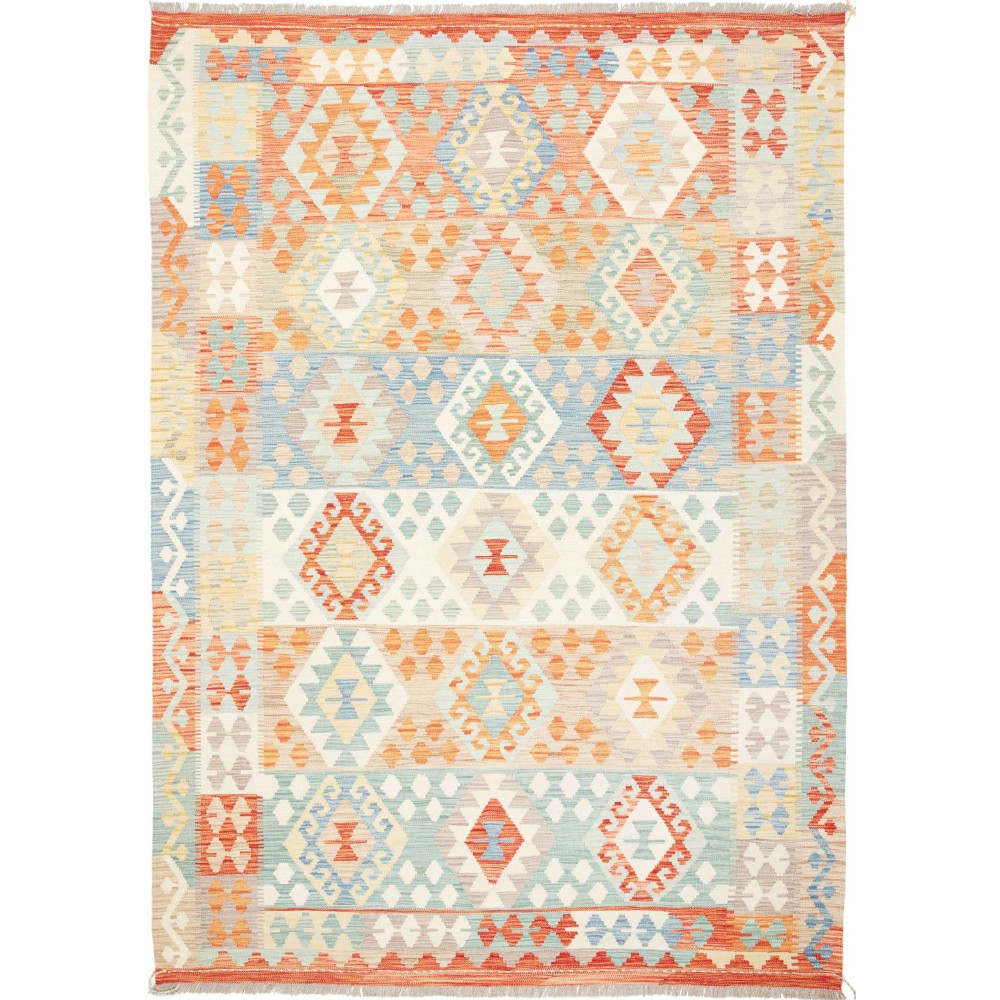 Tappeto Kilim Afghanistan bianco arancione 174x244