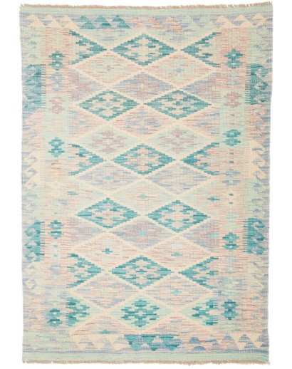 Tappeto Kilim Afghanistan bianco blu 99x141