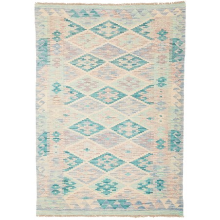 Tappeto Kilim Afghanistan bianco blu 99x141