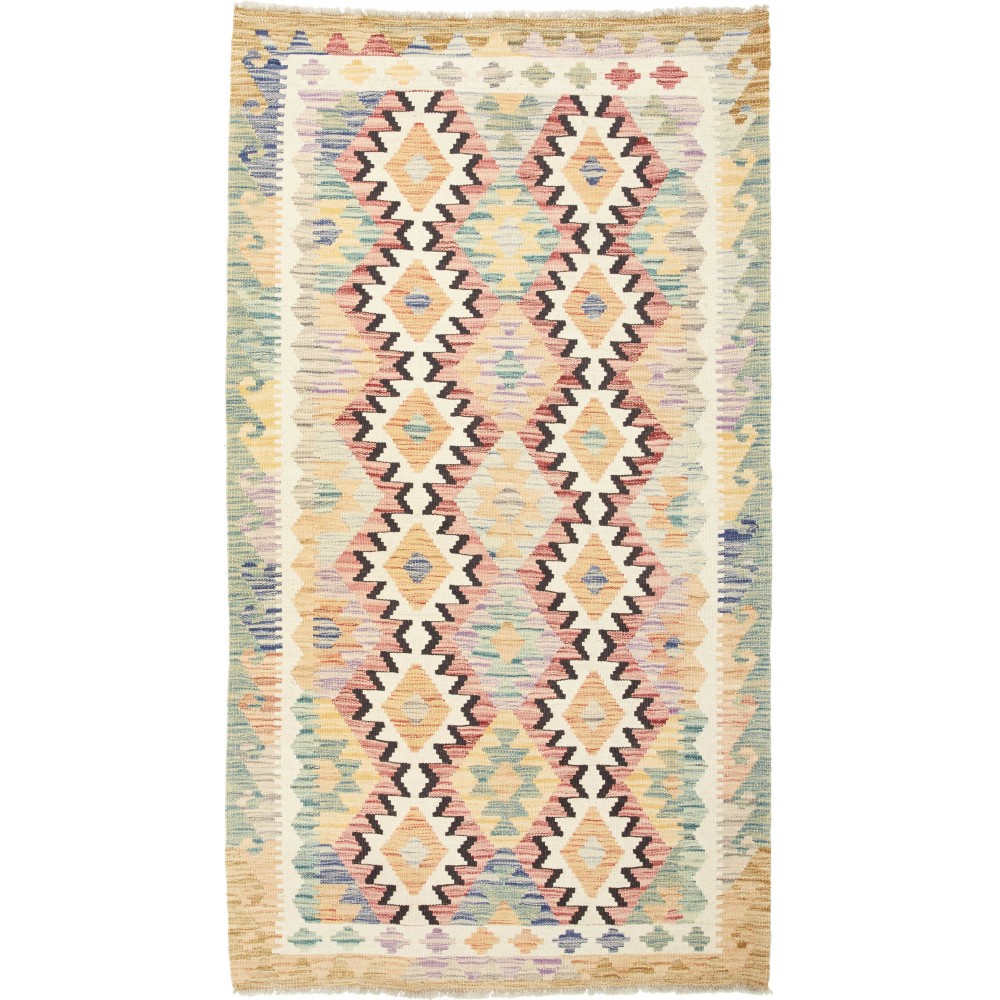 Tappeto Kilim Afghanistan giallo verde 104x187