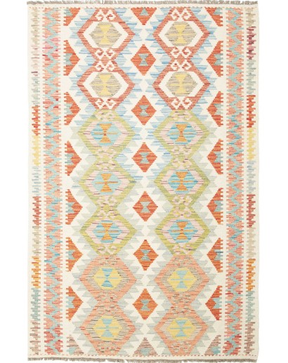 Tappeto Kilim Afghanistan bianco rosso 124x184
