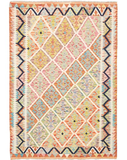 Tappeto Kilim Afghanistan giallo rosso 128x184
