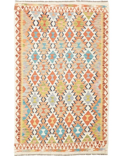 Tappeto Kilim Afghanistan giallo azzurro 120x195