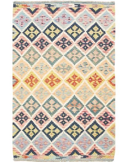 Tappeto Kilim Afghanistan bianco grigio 122x191