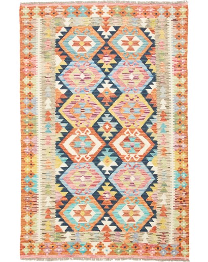 Tappeto Kilim Afghanistan giallo grigio 120x186