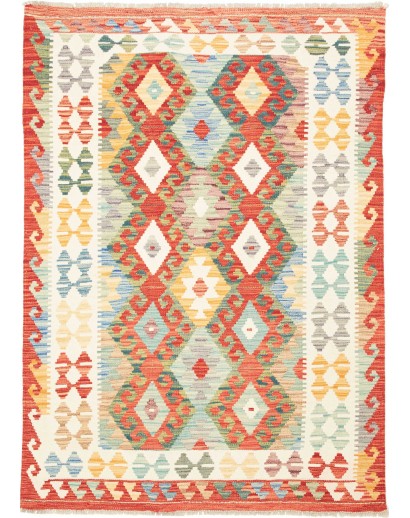 Tappeto Kilim Afghanistan giallo rosso 126x178