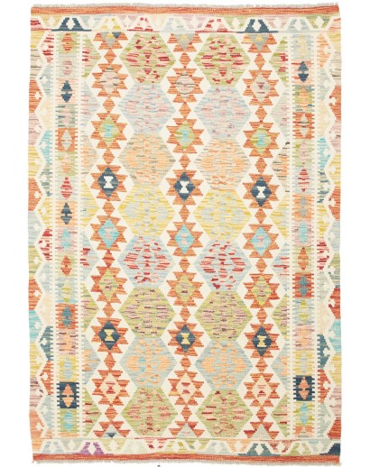 Tappeto Kilim Afghanistan giallo rosso 128x190