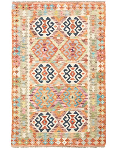 Tappeto Kilim Afghanistan giallo grigio 120x186