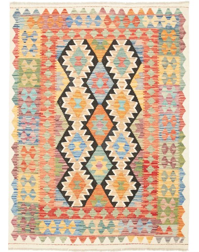 Tappeto Kilim Afghanistan marrone arancione 129x176