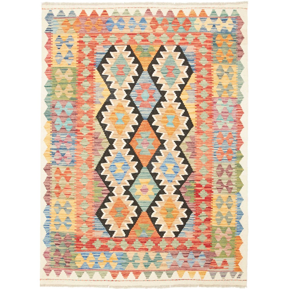 Tappeto Kilim Afghanistan marrone arancione 129x176