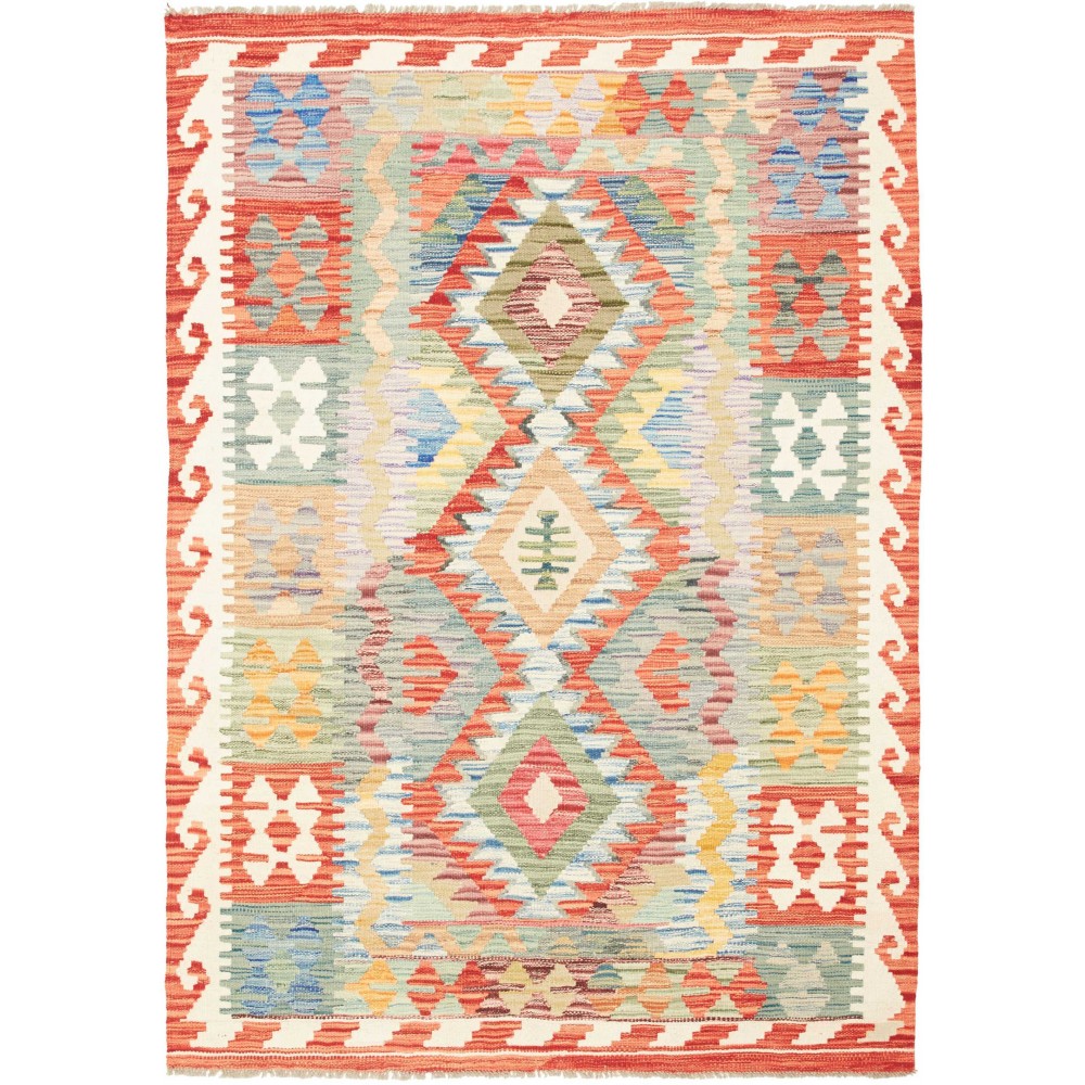 Tappeto Kilim Afghanistan giallo rosso 124x175